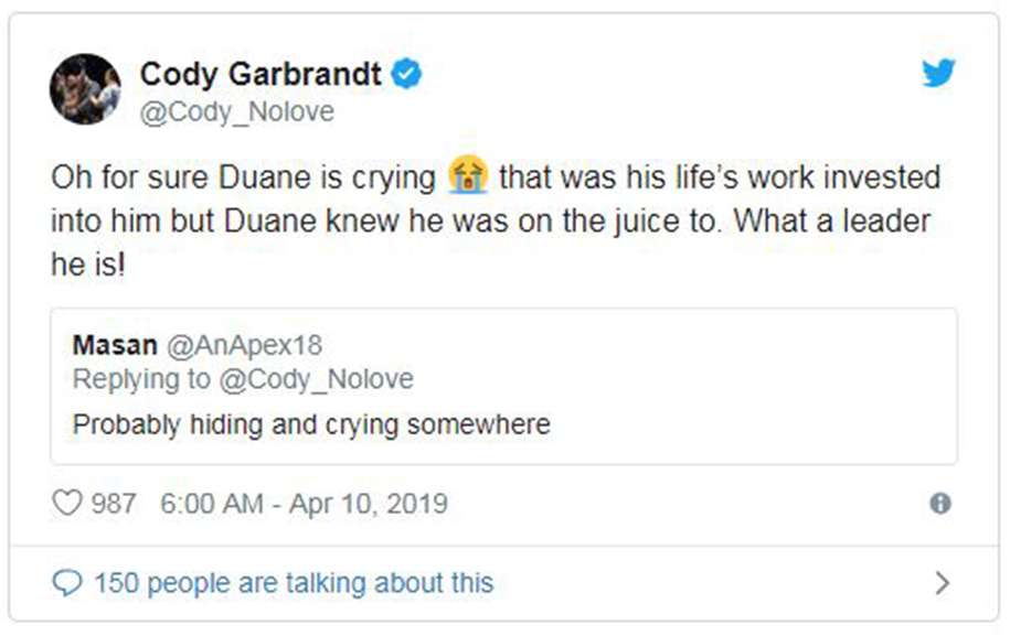 Cody Garbrandt phang TJ Dillashaw thẳng tay trên Twitter sau vụ chất cấm Cody Garbrandt phang TJ Dillashaw thẳng tay trên Twitter sau vụ chất cấm
